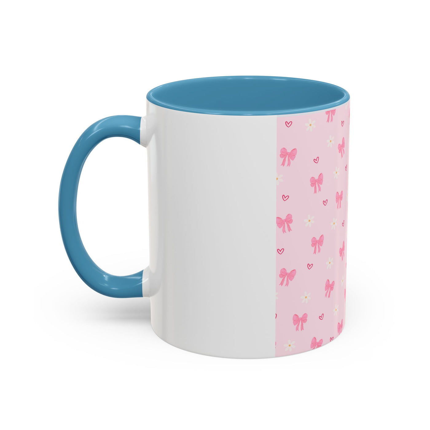 Cute Pink Bow Accent Coffee Mug for Kids, Birthday Gift, Mother's Day, Daily Use, Pastel Decor, Ceramic Tea Cup