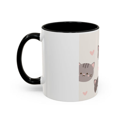 Cute Cat Lovers Accent Coffee Mug, Perfect Gift for Cat Owners, Kawaii Mug, Pet Lover Gift, Home Decor, Heart Design