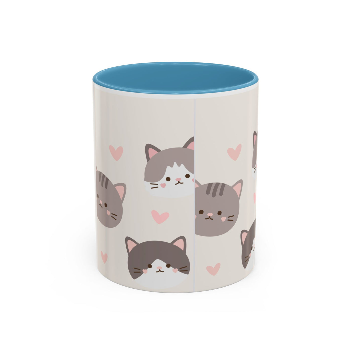 Cute Cat Lovers Accent Coffee Mug, Perfect Gift for Cat Owners, Kawaii Mug, Pet Lover Gift, Home Decor, Heart Design