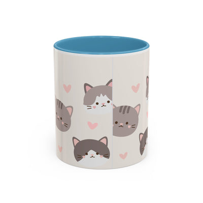 Cute Cat Lovers Accent Coffee Mug, Perfect Gift for Cat Owners, Kawaii Mug, Pet Lover Gift, Home Decor, Heart Design