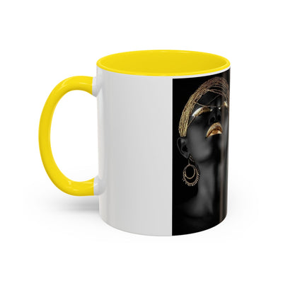 Elegant Black Woman Accent Coffee Mug - Afrocentric Home Decor, Unique Gift, Coffee Cup, Modern Kitchenware, Art Coffee Mug