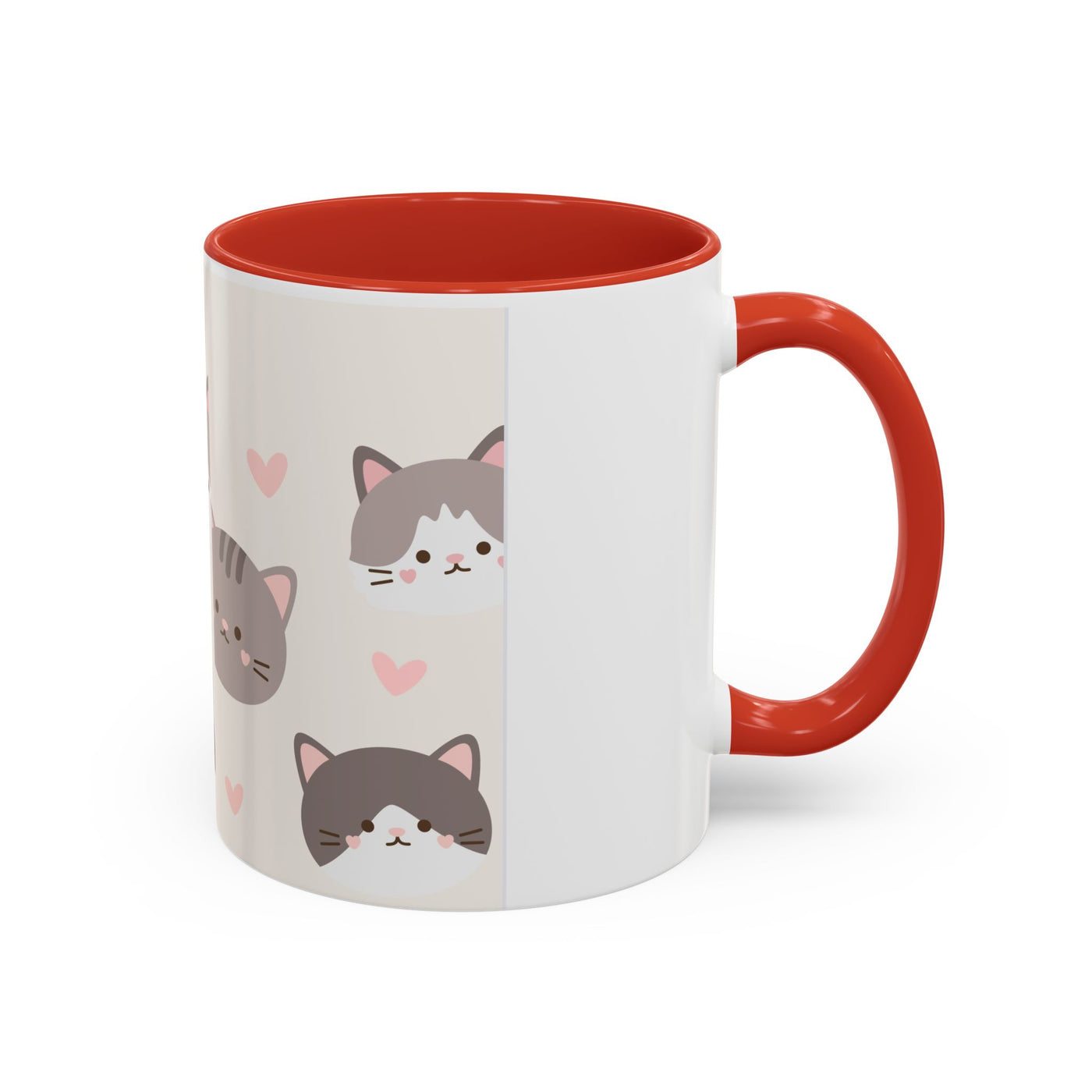 Cute Cat Lovers Accent Coffee Mug, Perfect Gift for Cat Owners, Kawaii Mug, Pet Lover Gift, Home Decor, Heart Design