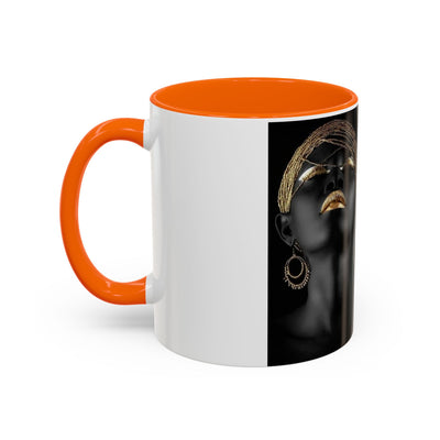 Elegant Black Woman Accent Coffee Mug - Afrocentric Home Decor, Unique Gift, Coffee Cup, Modern Kitchenware, Art Coffee Mug