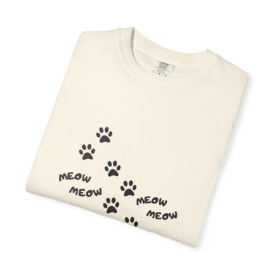 Cute Cat-Themed Garment-Dyed T-Shirt, Animal Lover Gift, Fun Casual Wear, Summer Tee, Pet Lovers Shirt