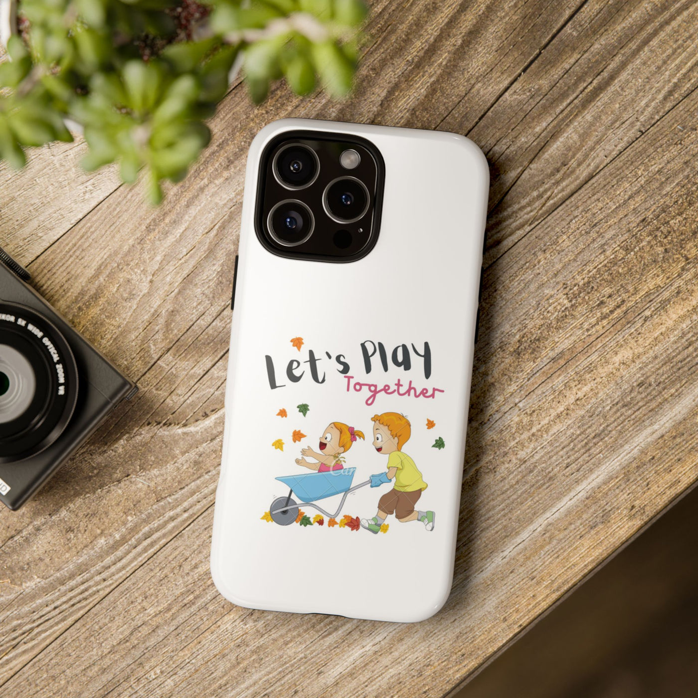 Children's Phone Case, Cute Kids Design, Let's Play Together, Gift for Parents, Fun and Playful Accessories, Fall Vibes