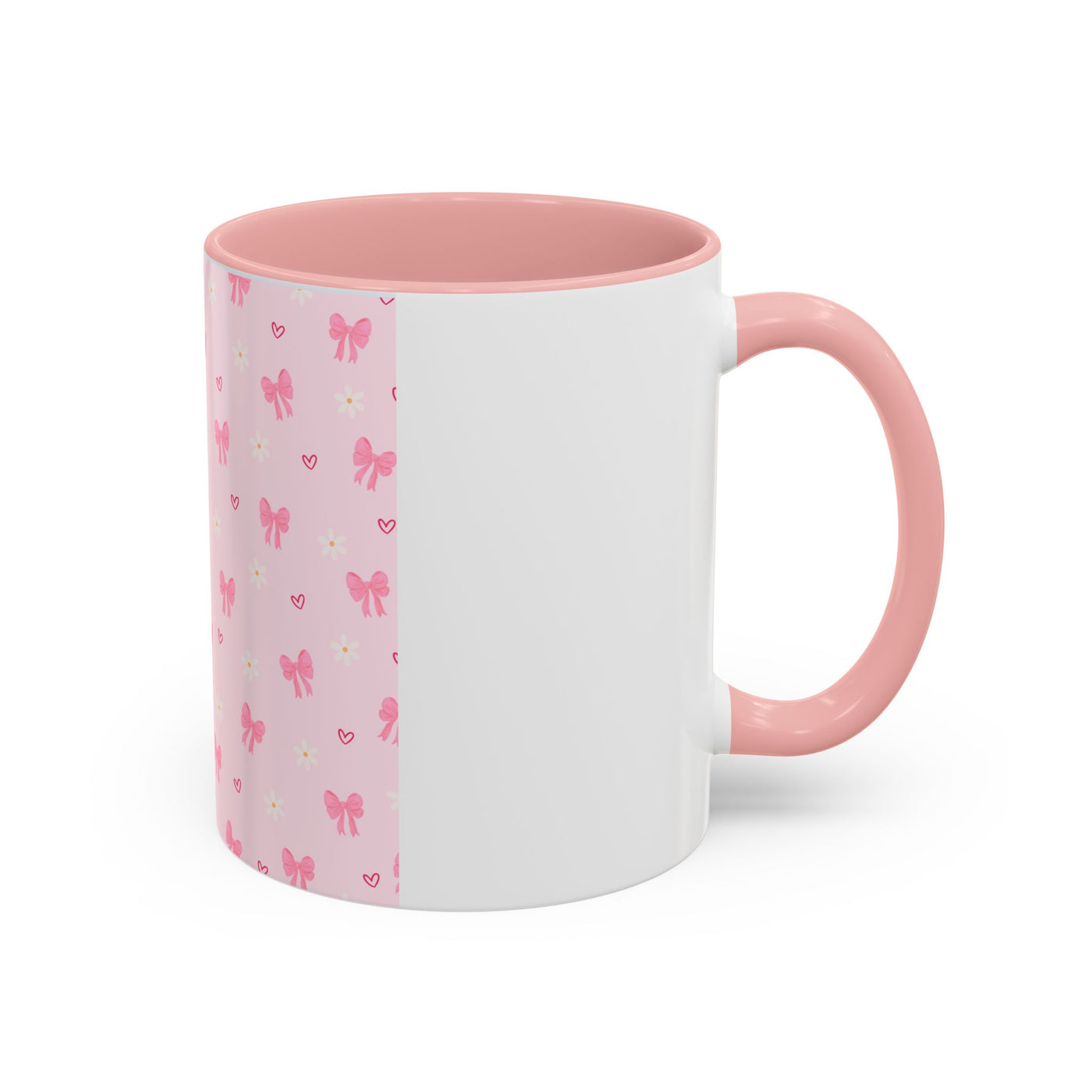 Cute Pink Bow Accent Coffee Mug for Kids, Birthday Gift, Mother's Day, Daily Use, Pastel Decor, Ceramic Tea Cup