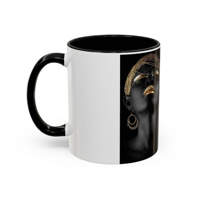 Elegant Black Woman Accent Coffee Mug - Afrocentric Home Decor, Unique Gift, Coffee Cup, Modern Kitchenware, Art Coffee Mug