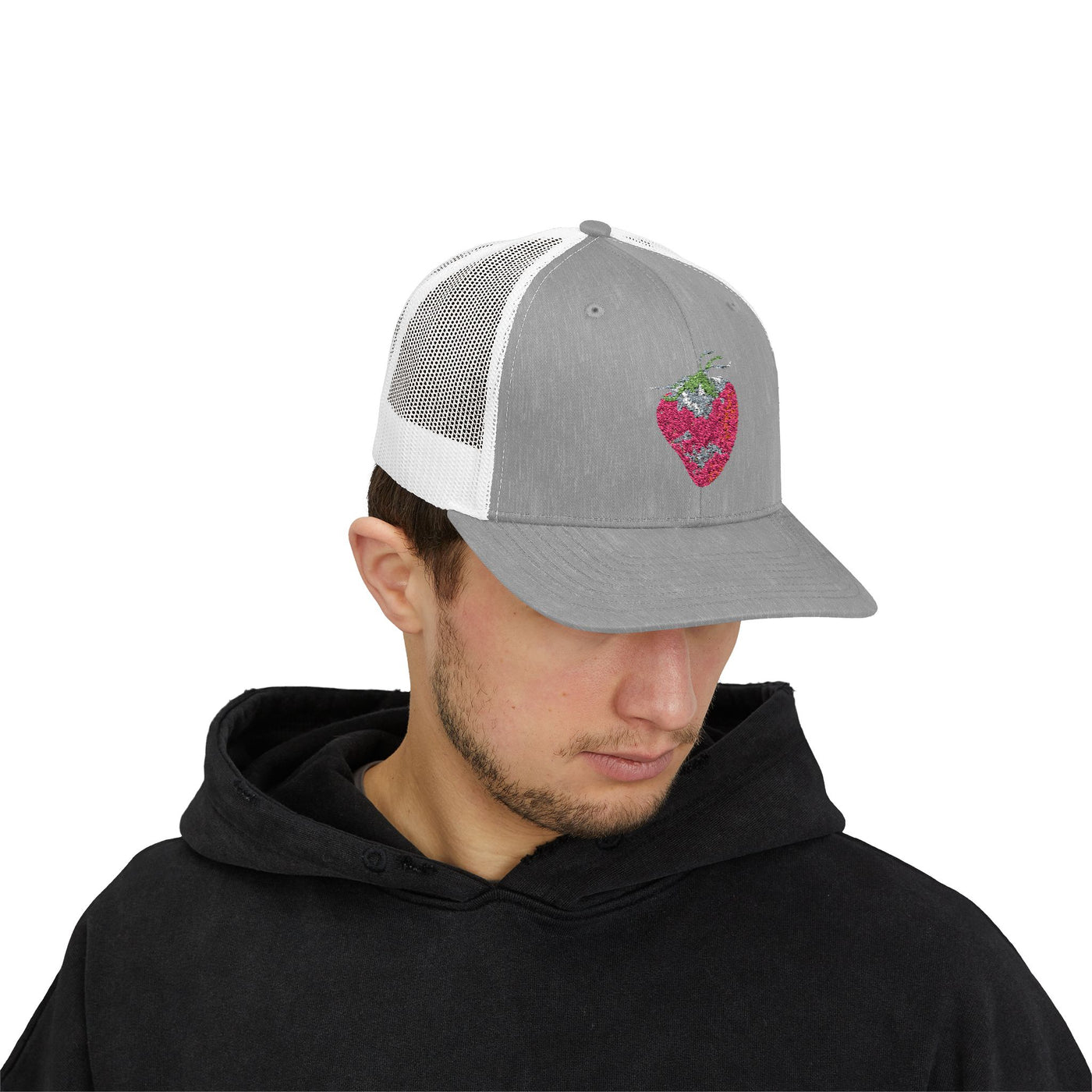 Strawberry Heart Snapback Trucker Cap | Trendy Hat for Summer Vibes, Perfect Gift for Friends, Casual Outings, Festivals, Relaxed Style