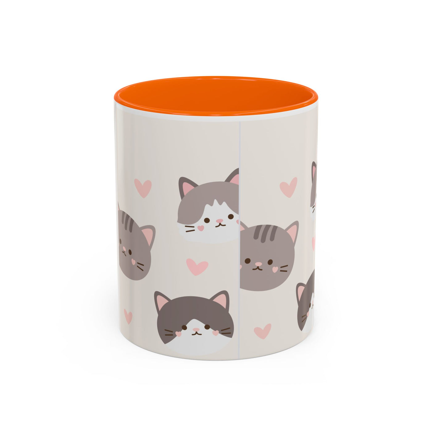 Cute Cat Lovers Accent Coffee Mug, Perfect Gift for Cat Owners, Kawaii Mug, Pet Lover Gift, Home Decor, Heart Design