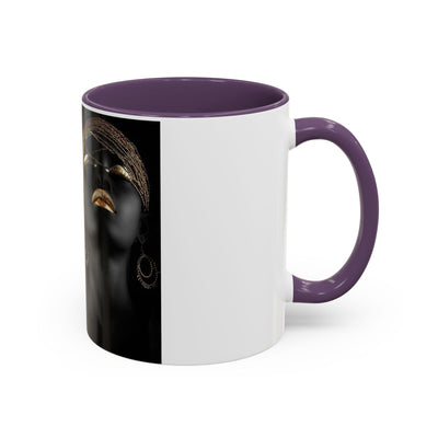 Elegant Black Woman Accent Coffee Mug - Afrocentric Home Decor, Unique Gift, Coffee Cup, Modern Kitchenware, Art Coffee Mug