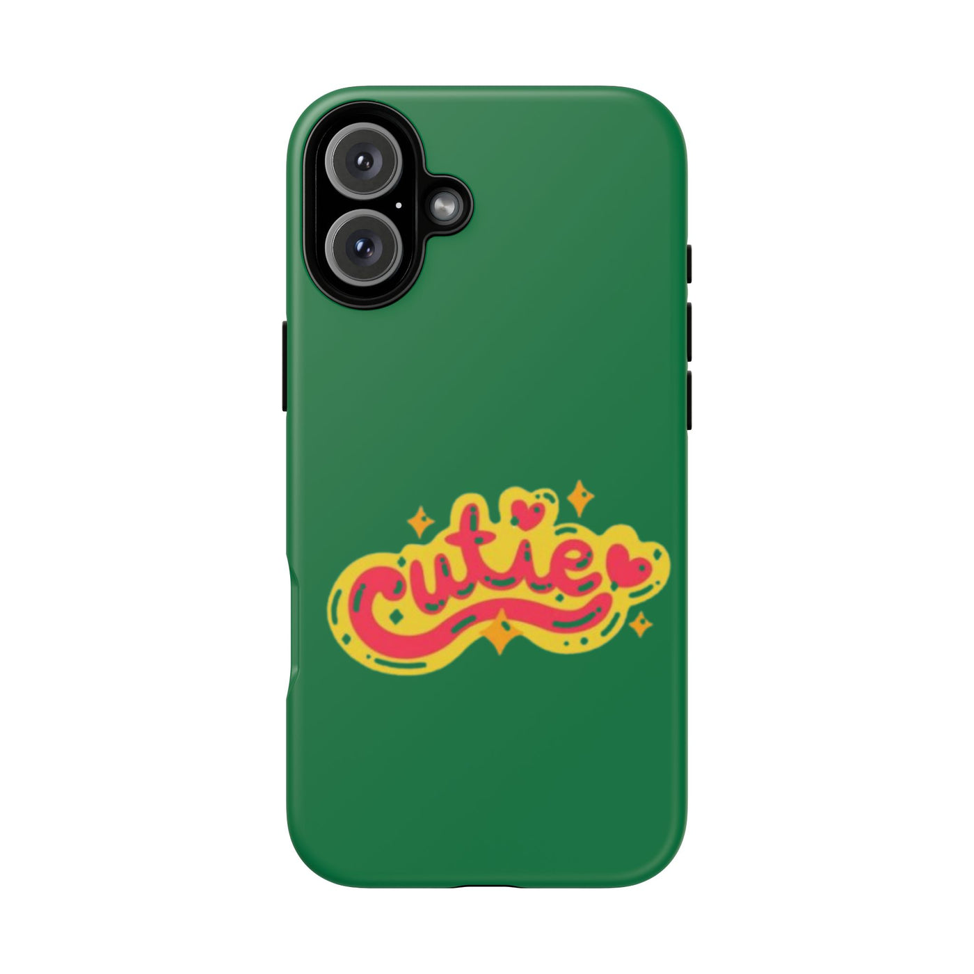 Cute Phone Case, Vibrant Green Tough Cover, Fun Gift for Teens, Cute Heart Design, Holiday Accessory, Stylish Protection