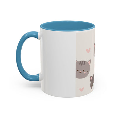 Cute Cat Lovers Accent Coffee Mug, Perfect Gift for Cat Owners, Kawaii Mug, Pet Lover Gift, Home Decor, Heart Design