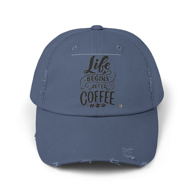 Distressed Coffee Cap | Casual Unisex Hat for Coffee Lovers, Summer Style, Gift for Him/Her, Relaxation, Everyday Wear, Brunch Fashion