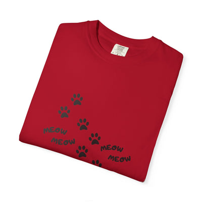 Cute Cat-Themed Garment-Dyed T-Shirt, Animal Lover Gift, Fun Casual Wear, Summer Tee, Pet Lovers Shirt