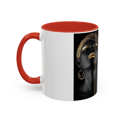 Elegant Black Woman Accent Coffee Mug - Afrocentric Home Decor, Unique Gift, Coffee Cup, Modern Kitchenware, Art Coffee Mug