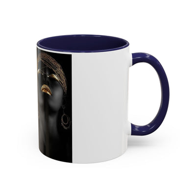 Elegant Black Woman Accent Coffee Mug - Afrocentric Home Decor, Unique Gift, Coffee Cup, Modern Kitchenware, Art Coffee Mug