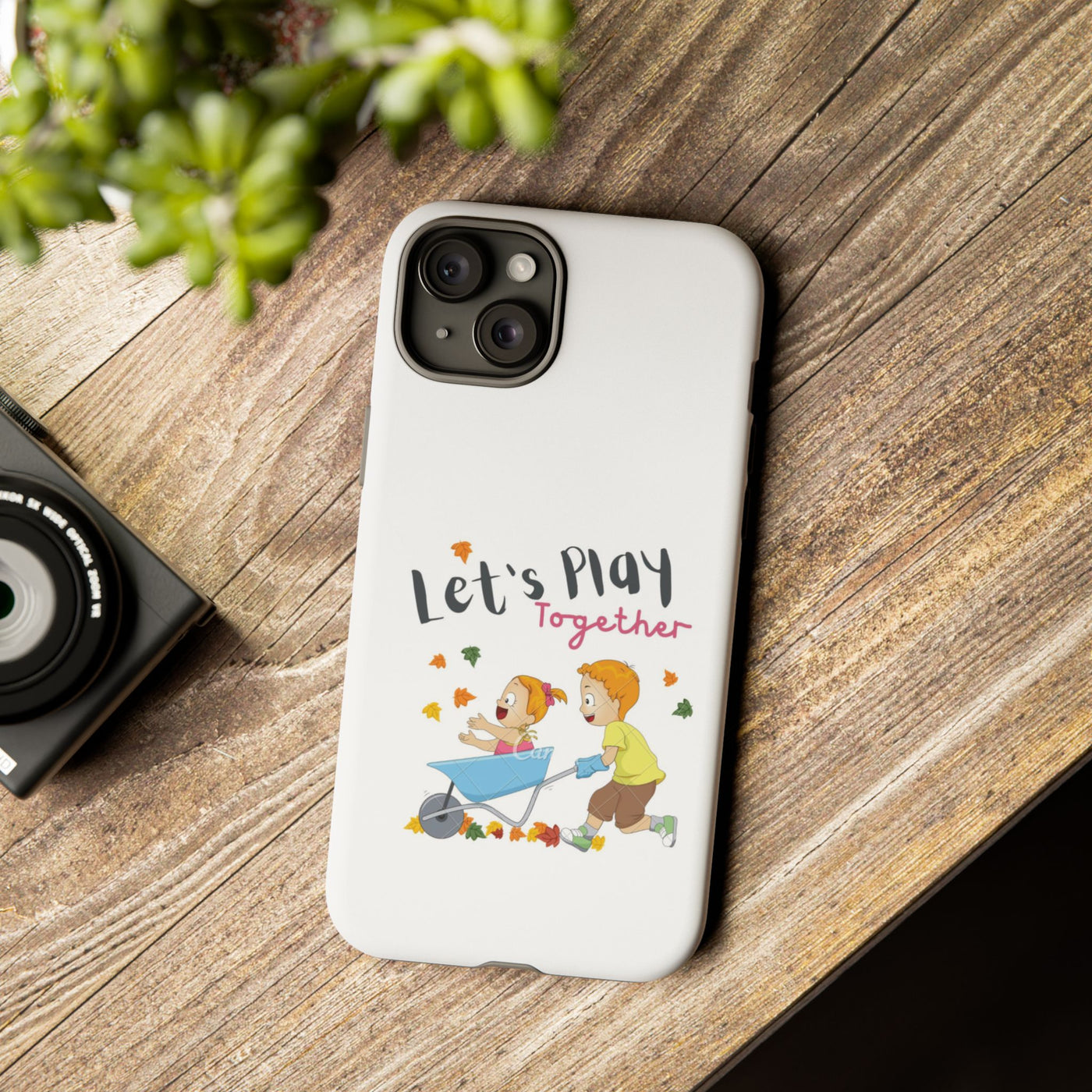 Children's Phone Case, Cute Kids Design, Let's Play Together, Gift for Parents, Fun and Playful Accessories, Fall Vibes