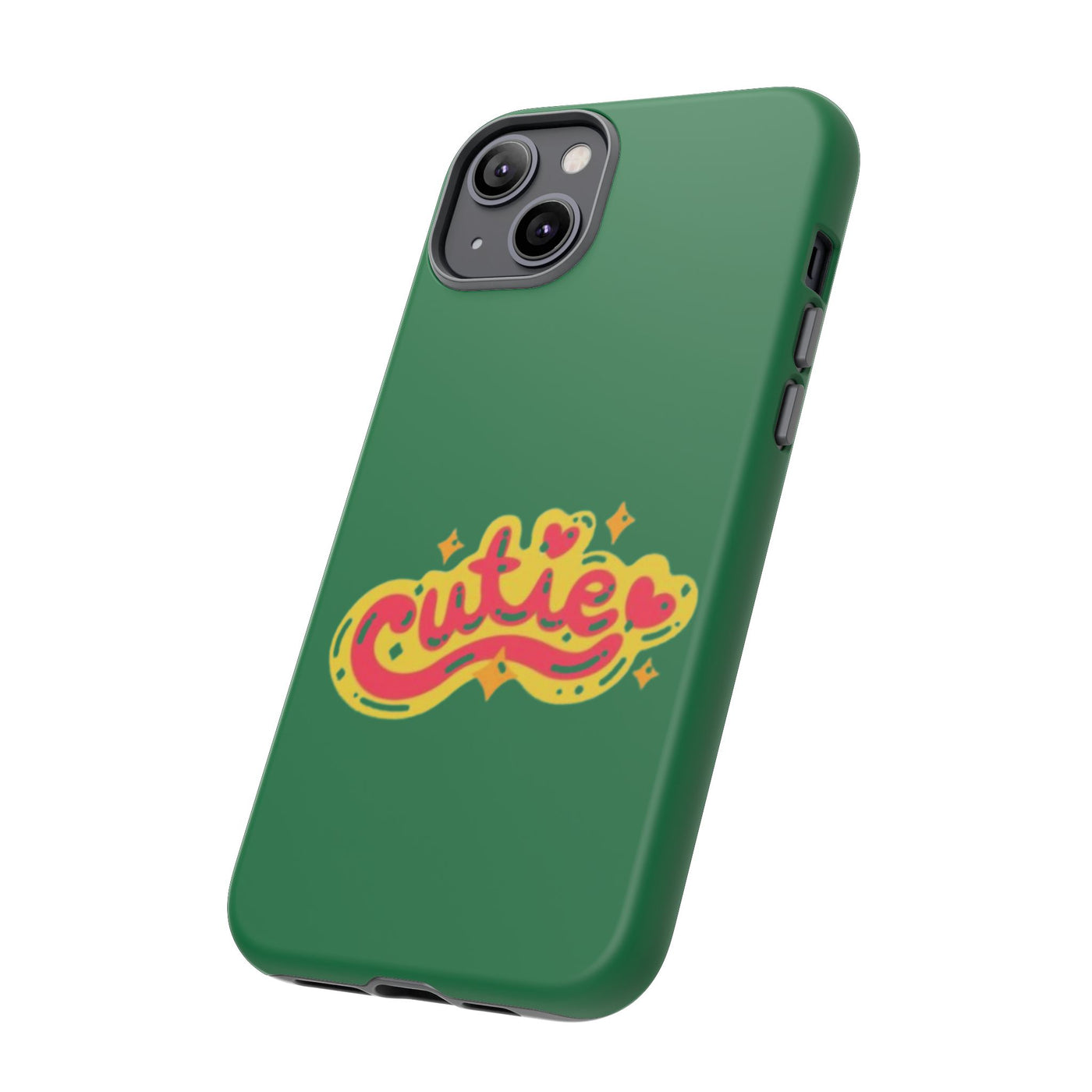 Cute Phone Case, Vibrant Green Tough Cover, Fun Gift for Teens, Cute Heart Design, Holiday Accessory, Stylish Protection