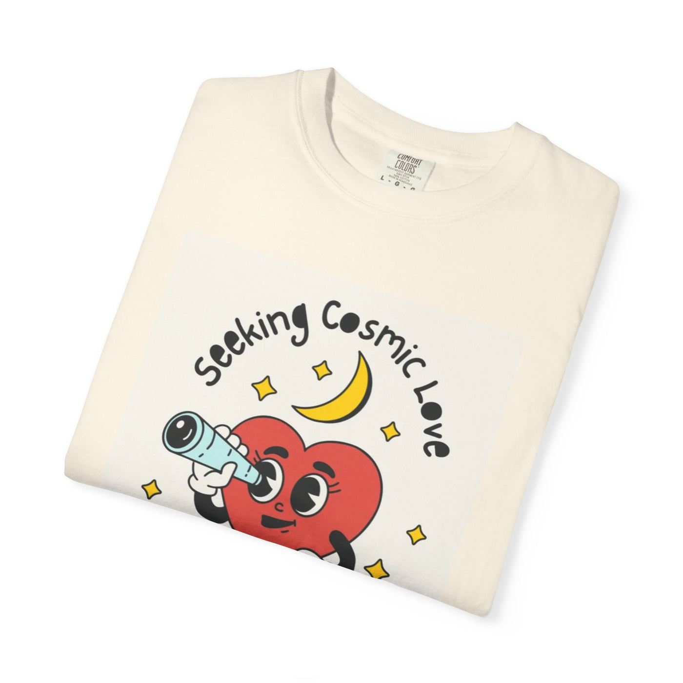 Cosmic Love T-Shirt | Unisex, Garment-Dyed, Cute Heart Design, Perfect for Valentine’s Day, Gifts, Casual Wear, Everyday Style