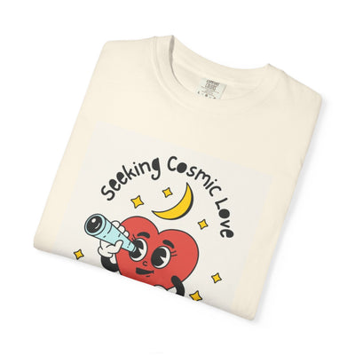 Cosmic Love T-Shirt | Unisex, Garment-Dyed, Cute Heart Design, Perfect for Valentine’s Day, Gifts, Casual Wear, Everyday Style