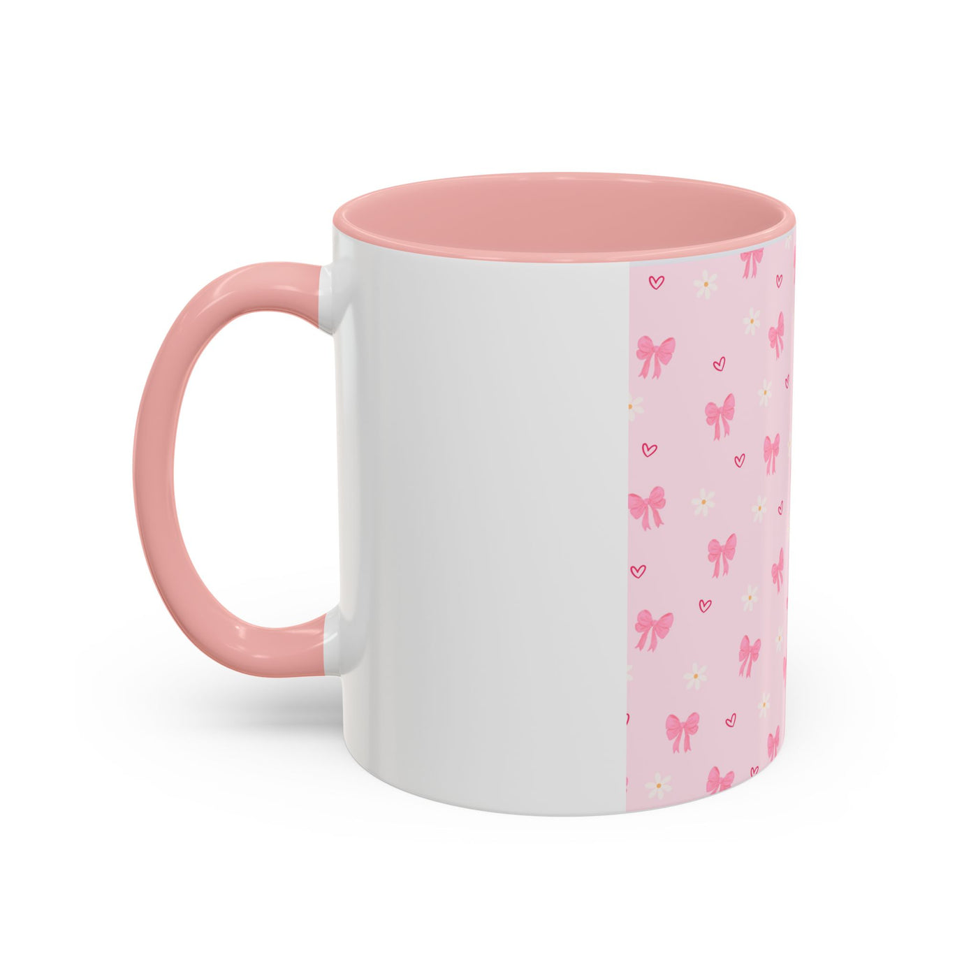 Cute Pink Bow Accent Coffee Mug for Kids, Birthday Gift, Mother's Day, Daily Use, Pastel Decor, Ceramic Tea Cup