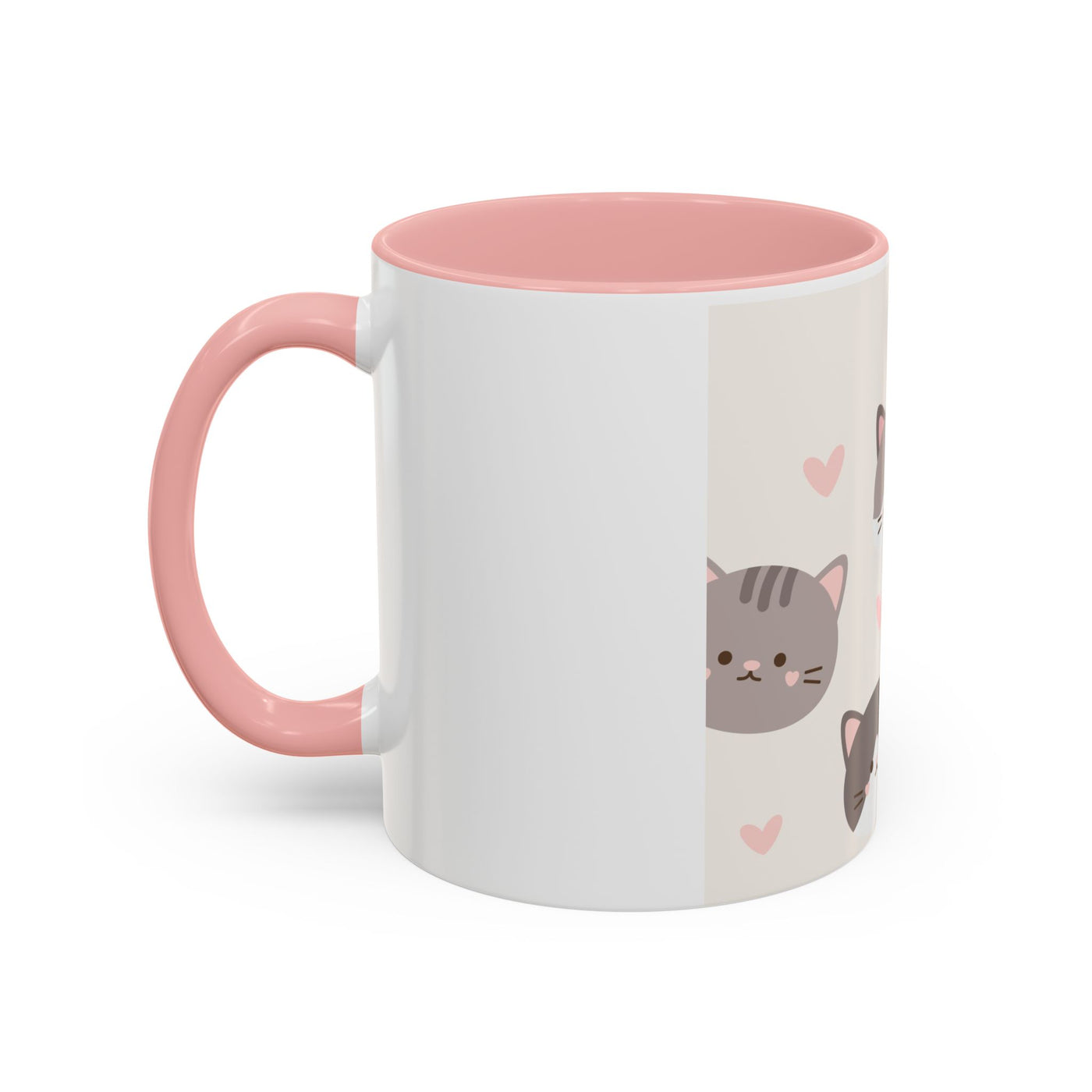 Cute Cat Lovers Accent Coffee Mug, Perfect Gift for Cat Owners, Kawaii Mug, Pet Lover Gift, Home Decor, Heart Design