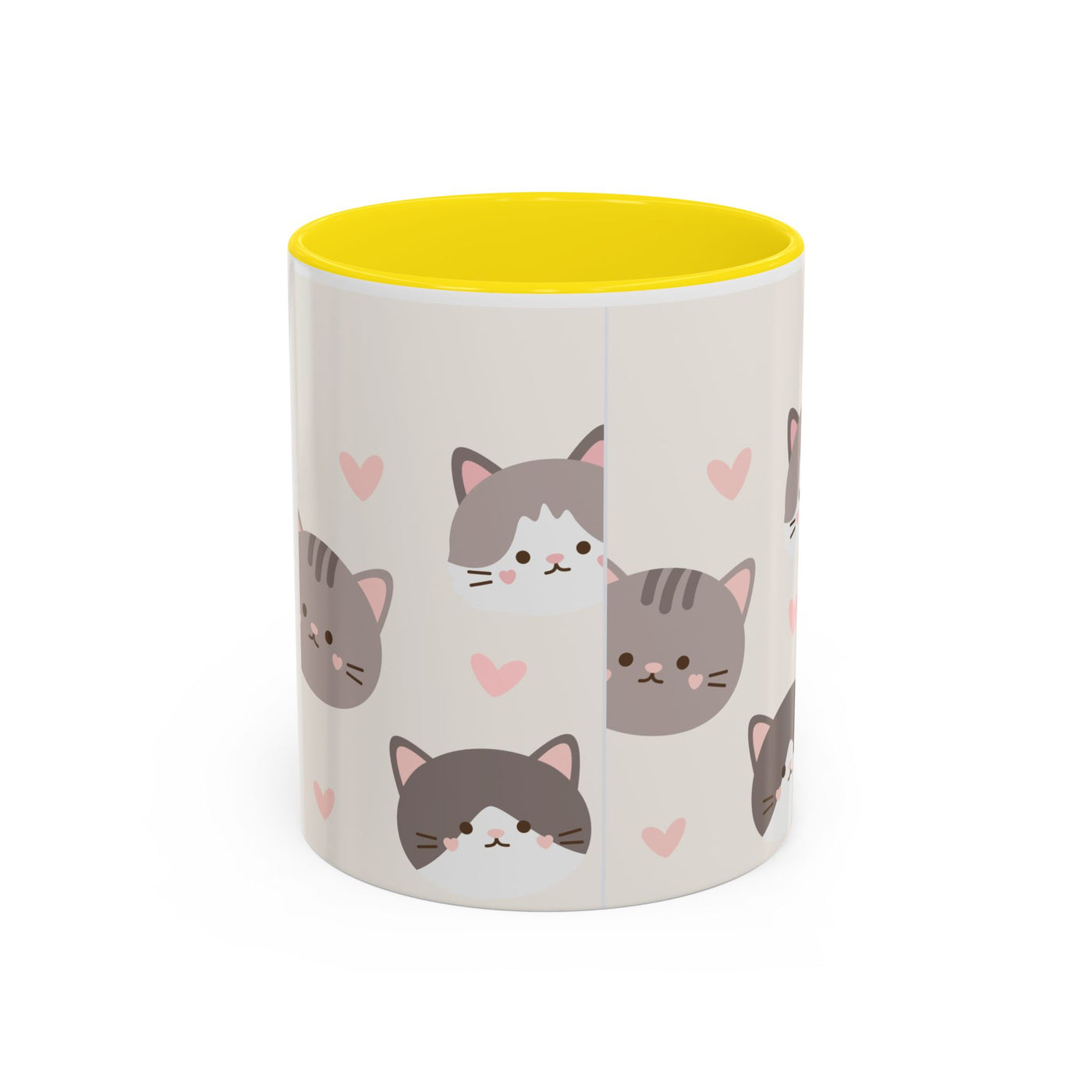 Cute Cat Lovers Accent Coffee Mug, Perfect Gift for Cat Owners, Kawaii Mug, Pet Lover Gift, Home Decor, Heart Design