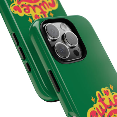 Cute Phone Case, Vibrant Green Tough Cover, Fun Gift for Teens, Cute Heart Design, Holiday Accessory, Stylish Protection