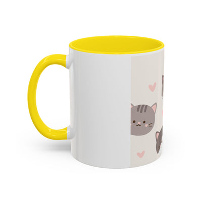 Cute Cat Lovers Accent Coffee Mug, Perfect Gift for Cat Owners, Kawaii Mug, Pet Lover Gift, Home Decor, Heart Design