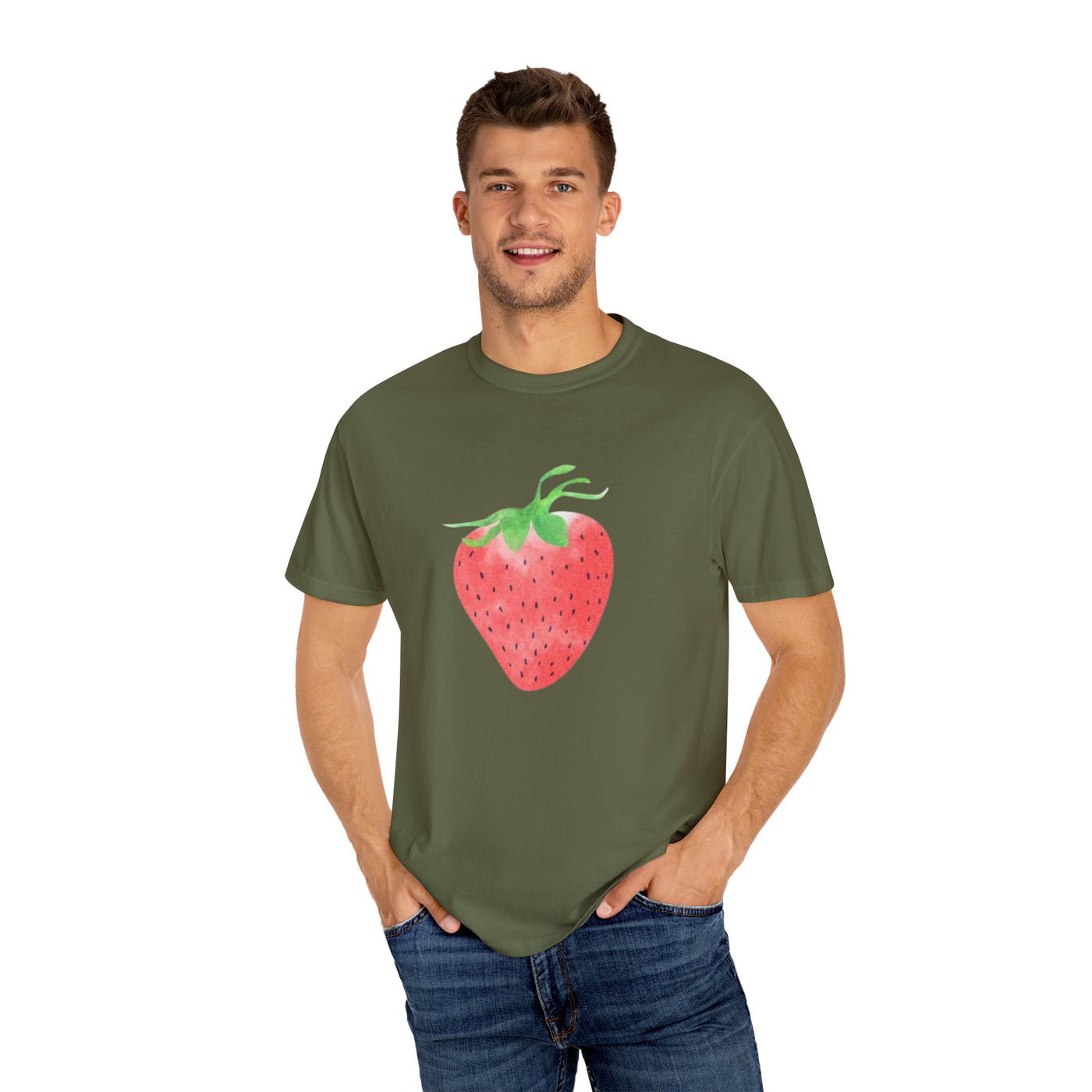 Strawberry Print Unisex T-shirt, Cute Summer Tee, Fruit Lover Gift, Casual Fashion, Eco-Friendly Apparel, Perfect for Picnics