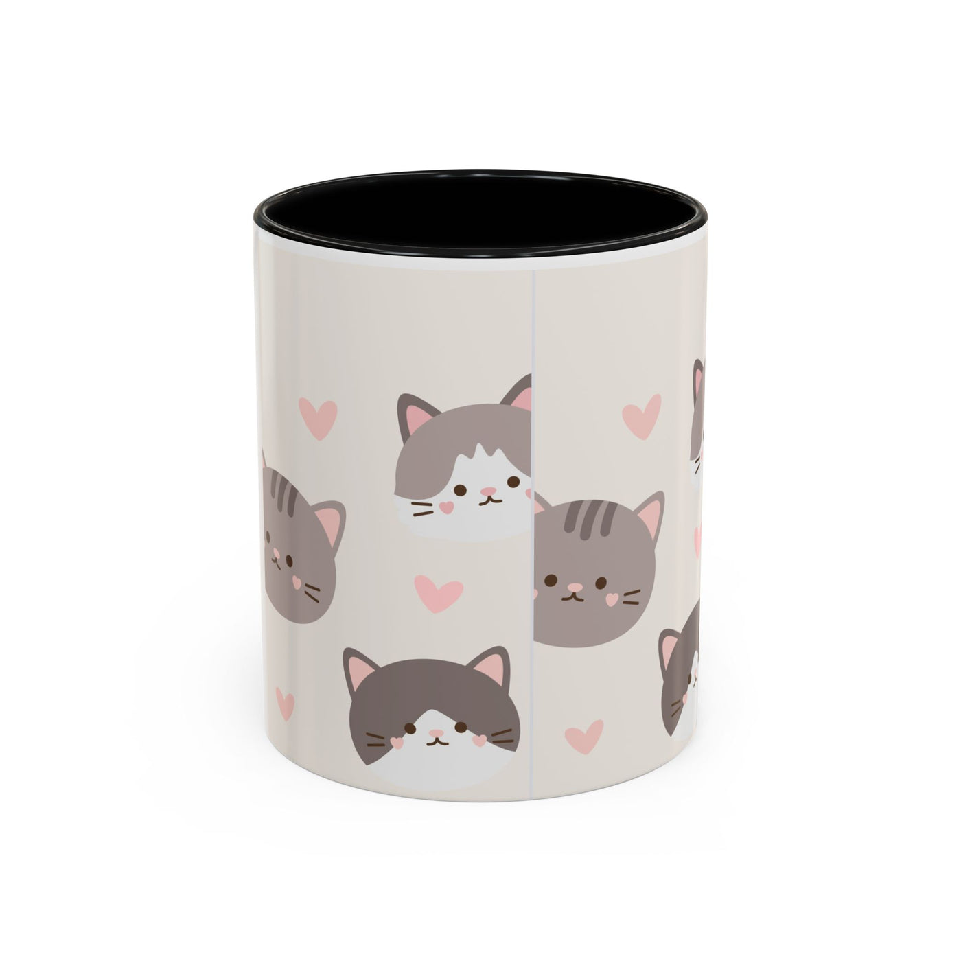 Cute Cat Lovers Accent Coffee Mug, Perfect Gift for Cat Owners, Kawaii Mug, Pet Lover Gift, Home Decor, Heart Design