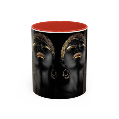 Elegant Black Woman Accent Coffee Mug - Afrocentric Home Decor, Unique Gift, Coffee Cup, Modern Kitchenware, Art Coffee Mug