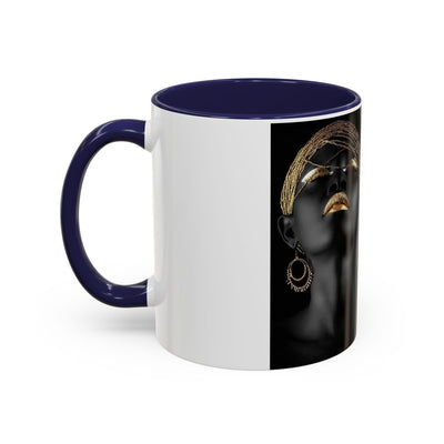 Elegant Black Woman Accent Coffee Mug - Afrocentric Home Decor, Unique Gift, Coffee Cup, Modern Kitchenware, Art Coffee Mug