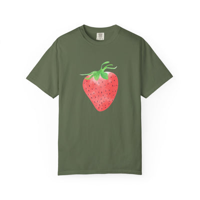Strawberry Print Unisex T-shirt, Cute Summer Tee, Fruit Lover Gift, Casual Fashion, Eco-Friendly Apparel, Perfect for Picnics