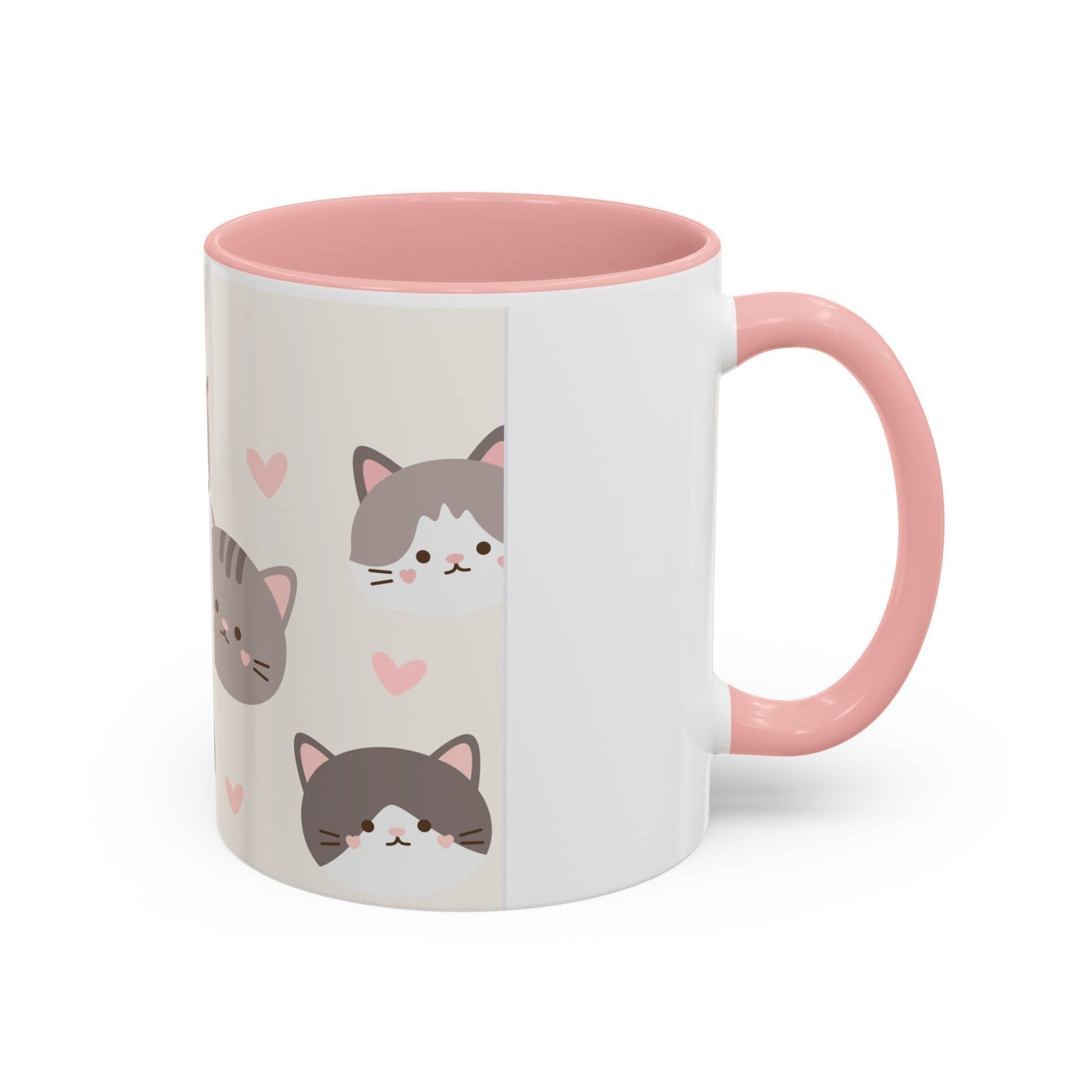 Cute Cat Lovers Accent Coffee Mug, Perfect Gift for Cat Owners, Kawaii Mug, Pet Lover Gift, Home Decor, Heart Design