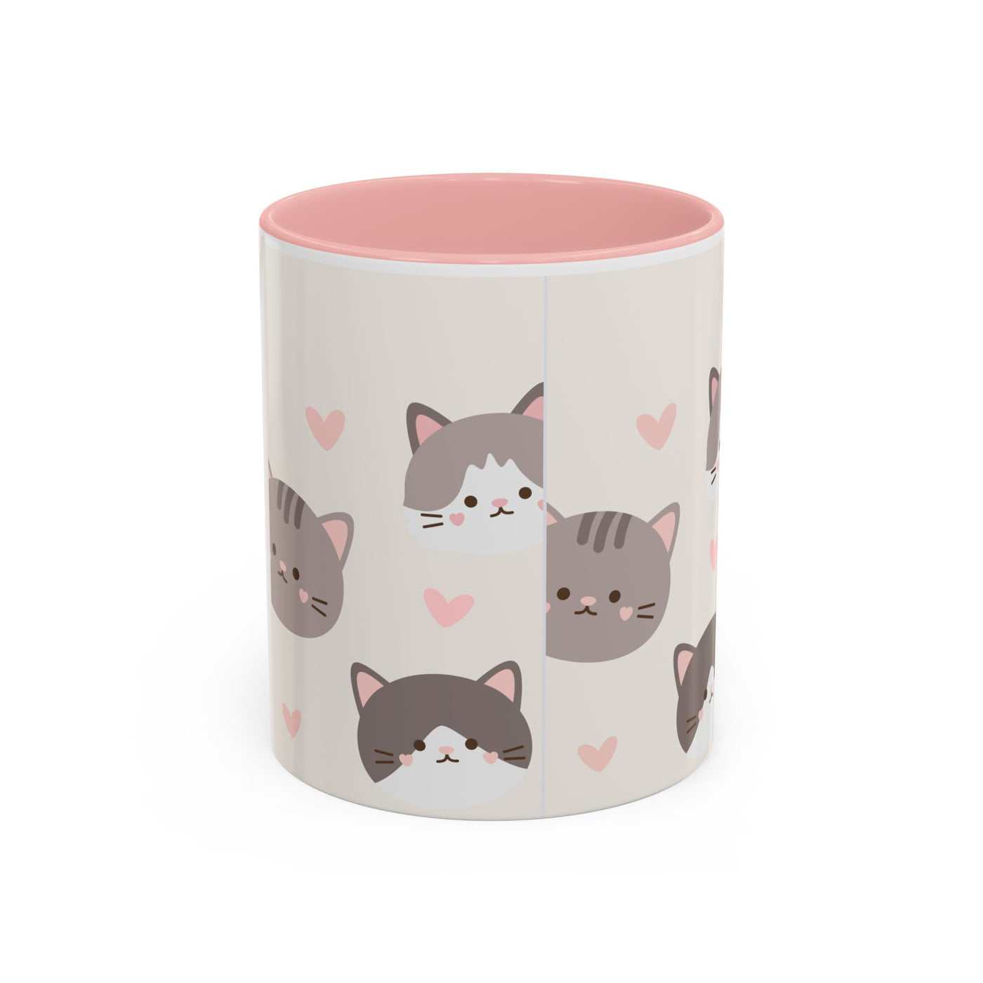 Cute Cat Lovers Accent Coffee Mug, Perfect Gift for Cat Owners, Kawaii Mug, Pet Lover Gift, Home Decor, Heart Design