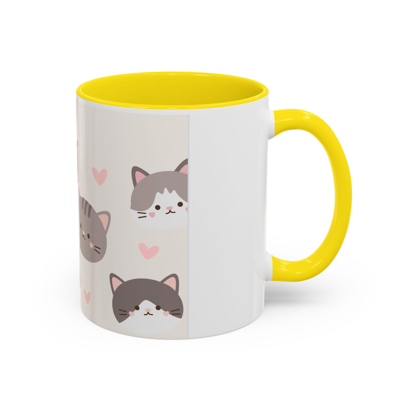 Cute Cat Lovers Accent Coffee Mug, Perfect Gift for Cat Owners, Kawaii Mug, Pet Lover Gift, Home Decor, Heart Design