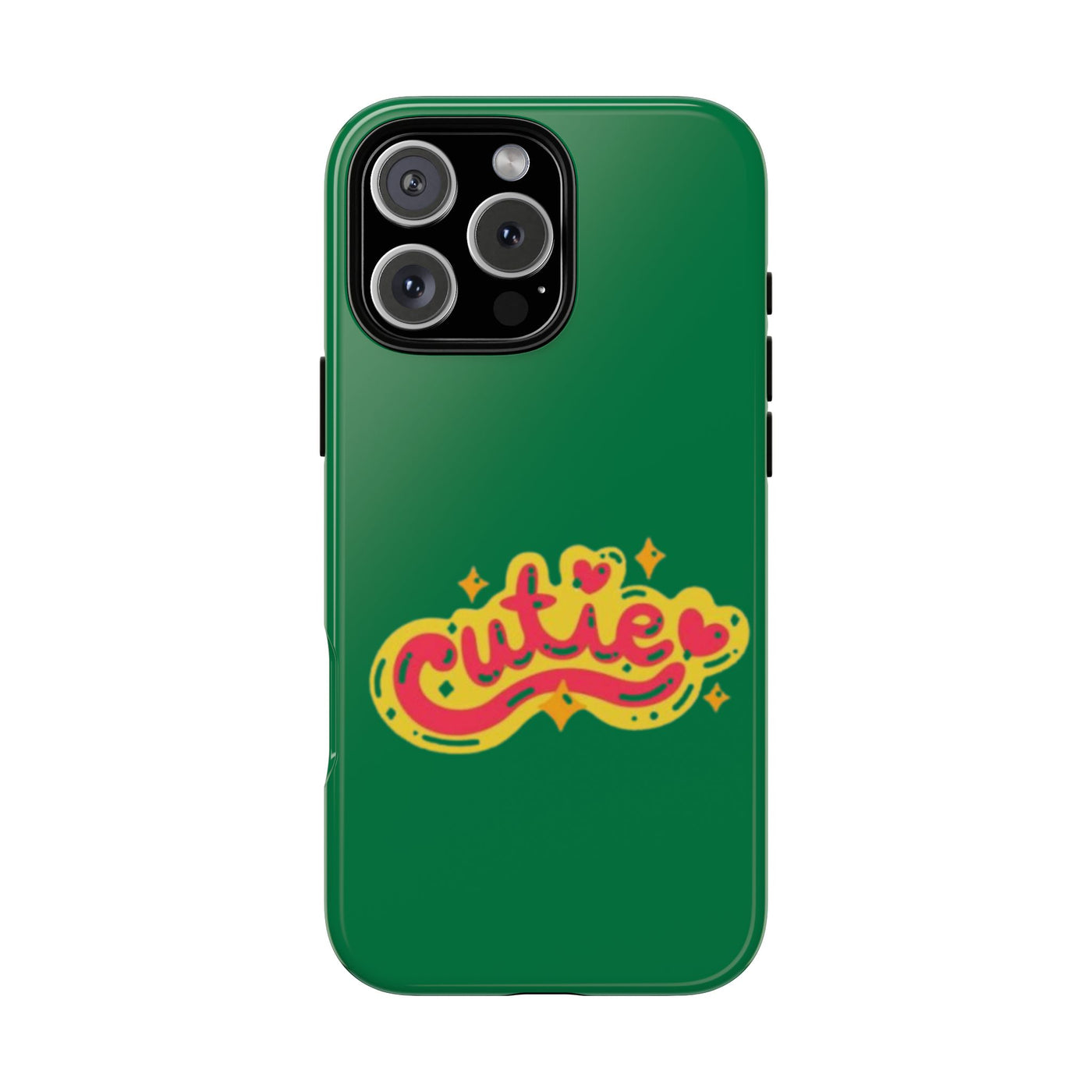 Cute Phone Case, Vibrant Green Tough Cover, Fun Gift for Teens, Cute Heart Design, Holiday Accessory, Stylish Protection