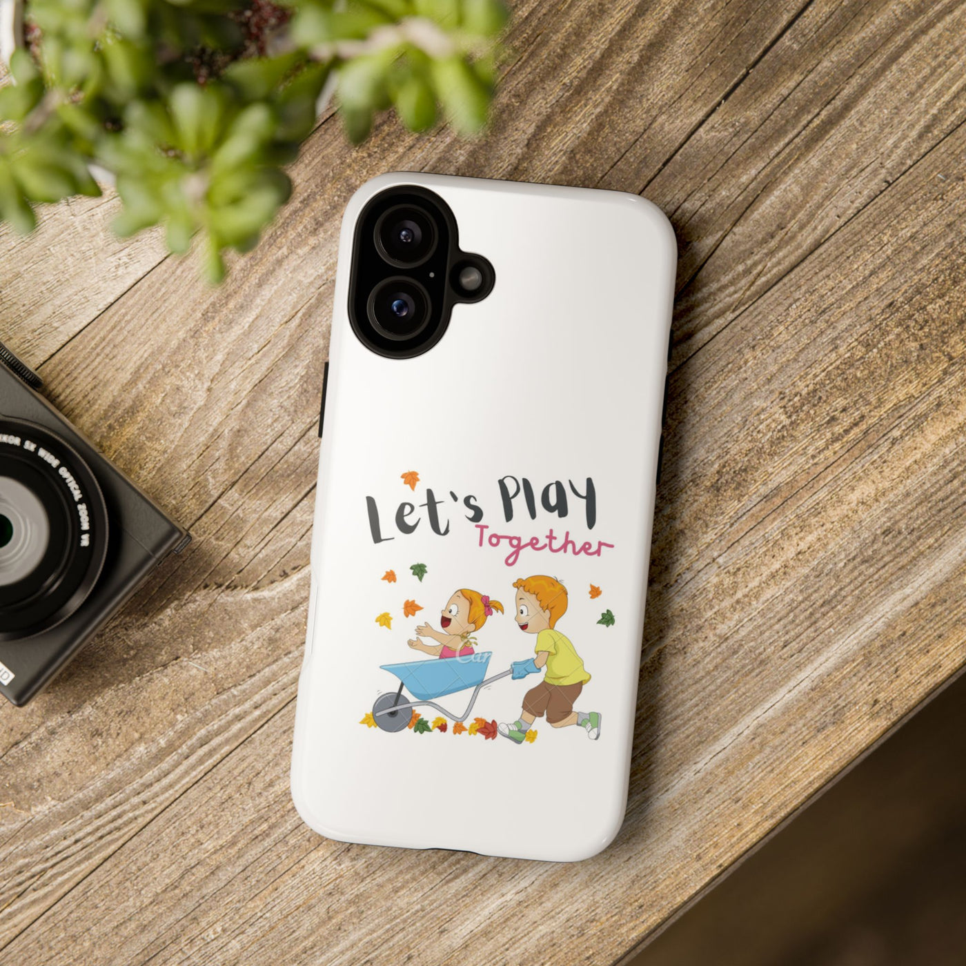 Children's Phone Case, Cute Kids Design, Let's Play Together, Gift for Parents, Fun and Playful Accessories, Fall Vibes