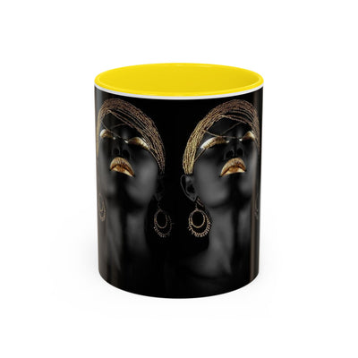 Elegant Black Woman Accent Coffee Mug - Afrocentric Home Decor, Unique Gift, Coffee Cup, Modern Kitchenware, Art Coffee Mug
