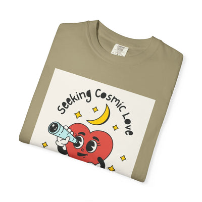 Cosmic Love T-Shirt | Unisex, Garment-Dyed, Cute Heart Design, Perfect for Valentine’s Day, Gifts, Casual Wear, Everyday Style