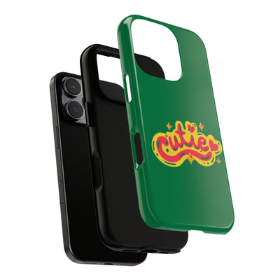 Cute Phone Case, Vibrant Green Tough Cover, Fun Gift for Teens, Cute Heart Design, Holiday Accessory, Stylish Protection