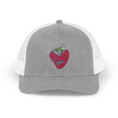 Strawberry Heart Snapback Trucker Cap | Trendy Hat for Summer Vibes, Perfect Gift for Friends, Casual Outings, Festivals, Relaxed Style