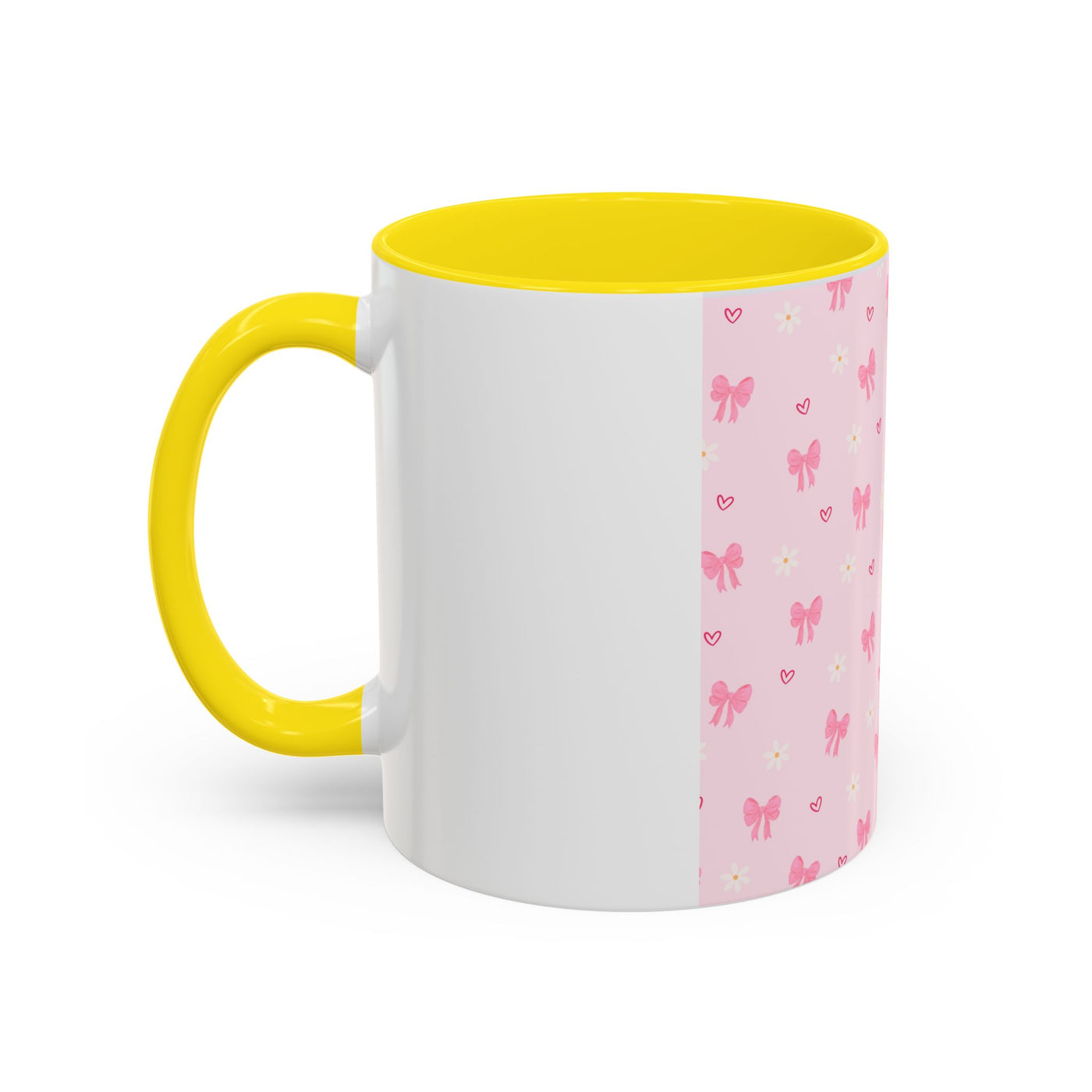 Cute Pink Bow Accent Coffee Mug for Kids, Birthday Gift, Mother's Day, Daily Use, Pastel Decor, Ceramic Tea Cup