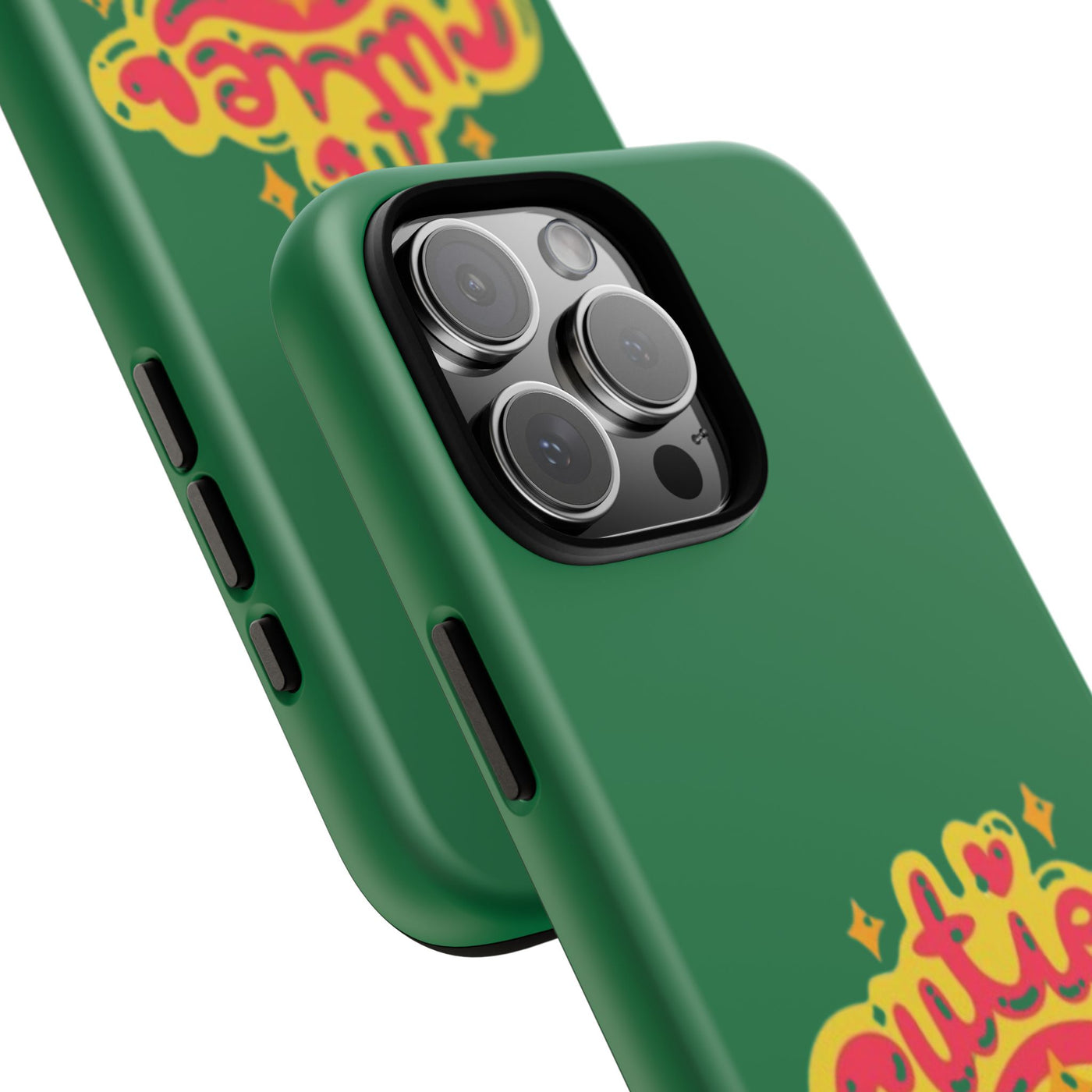 Cute Phone Case, Vibrant Green Tough Cover, Fun Gift for Teens, Cute Heart Design, Holiday Accessory, Stylish Protection