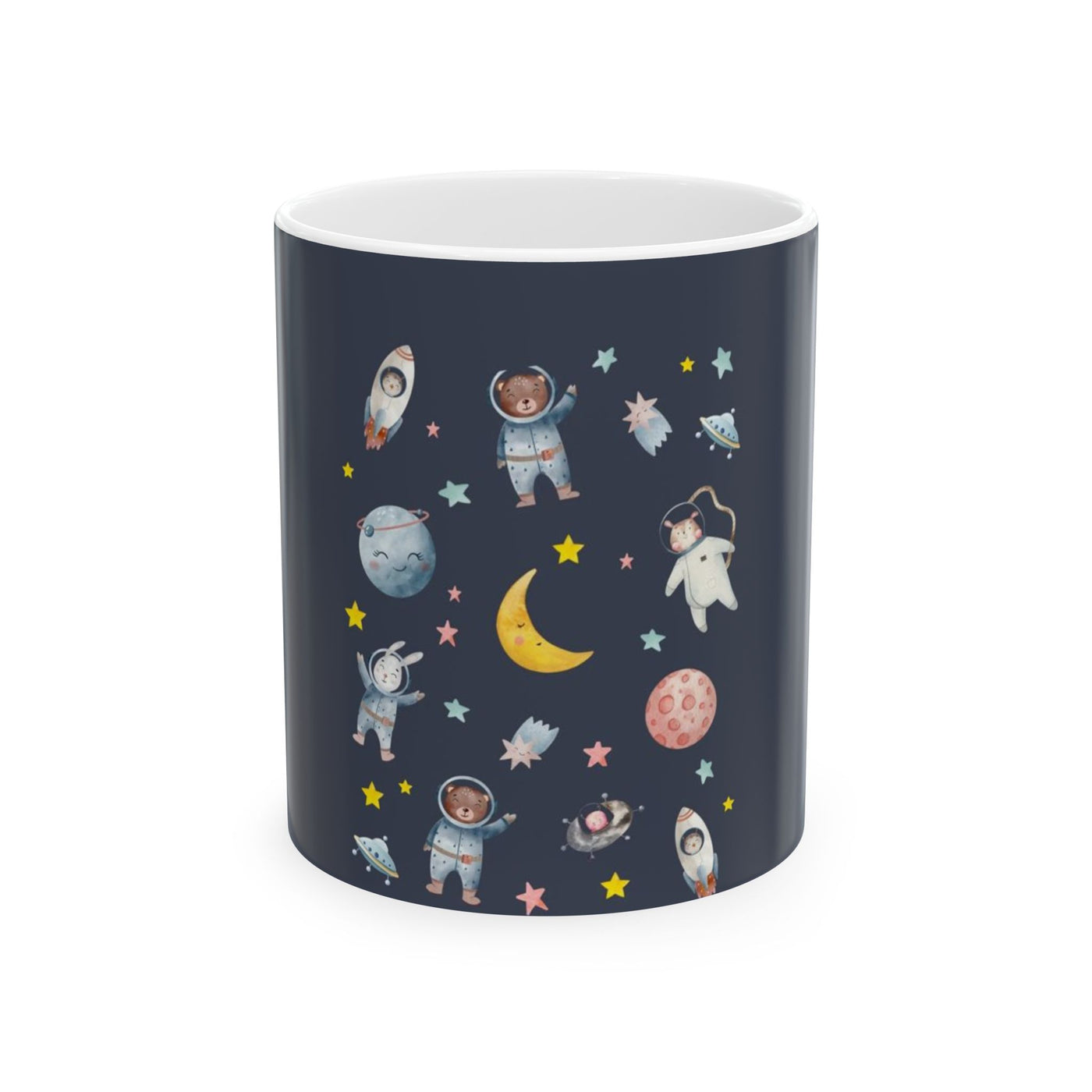Cosmic Adventure Mug, Space-Themed Coffee Cup, Astronauts and Planets Ceramic Mug, Great for Kids, Birthday Gift and Space Lovers