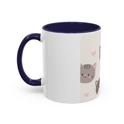 Cute Cat Lovers Accent Coffee Mug, Perfect Gift for Cat Owners, Kawaii Mug, Pet Lover Gift, Home Decor, Heart Design