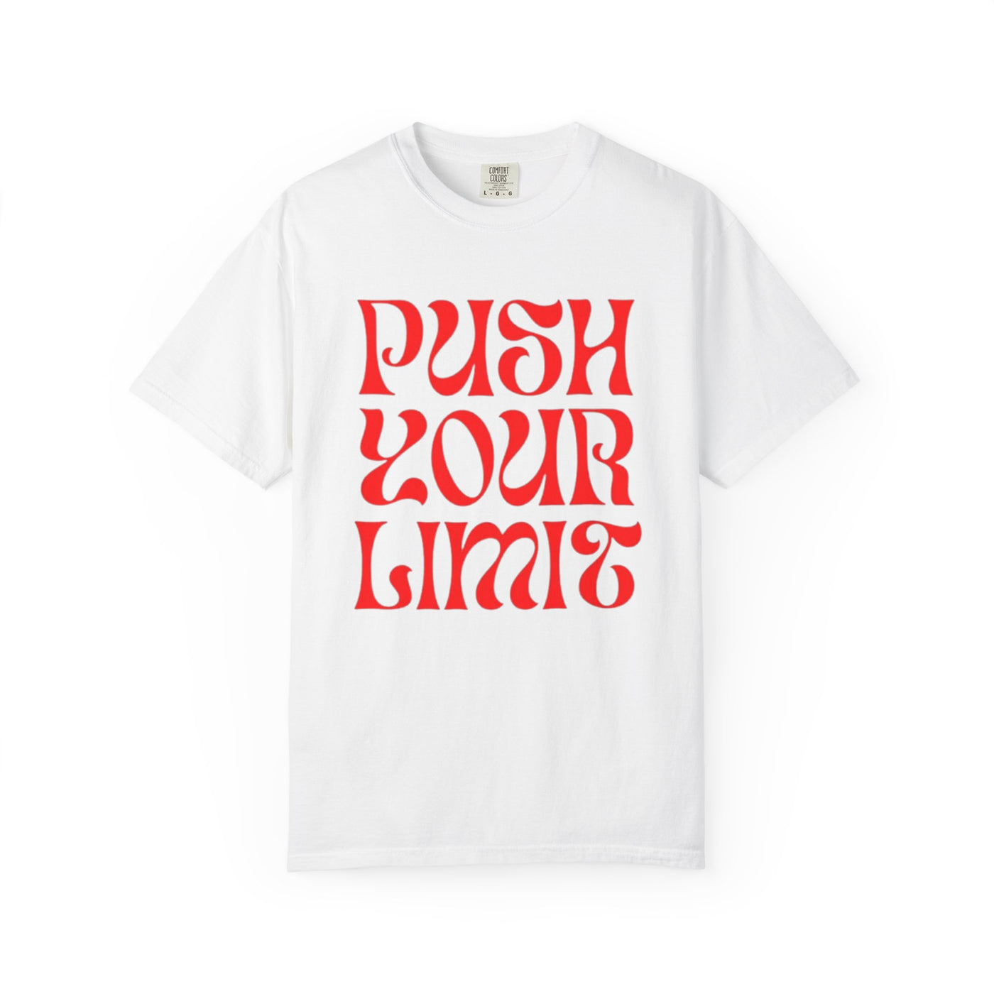 Motivational T-Shirt - Unisex Garment-Dyed Tee with 'Push Your Limit' Print, Gym Wear, Fitness Apparel, Casual Style, Gift for Athletes