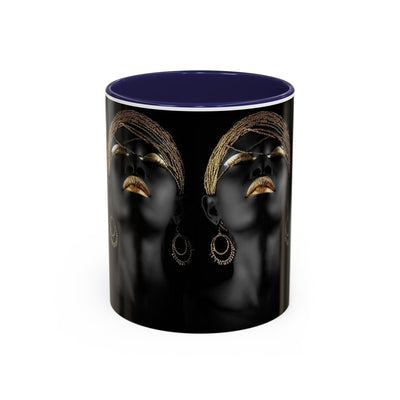 Elegant Black Woman Accent Coffee Mug - Afrocentric Home Decor, Unique Gift, Coffee Cup, Modern Kitchenware, Art Coffee Mug