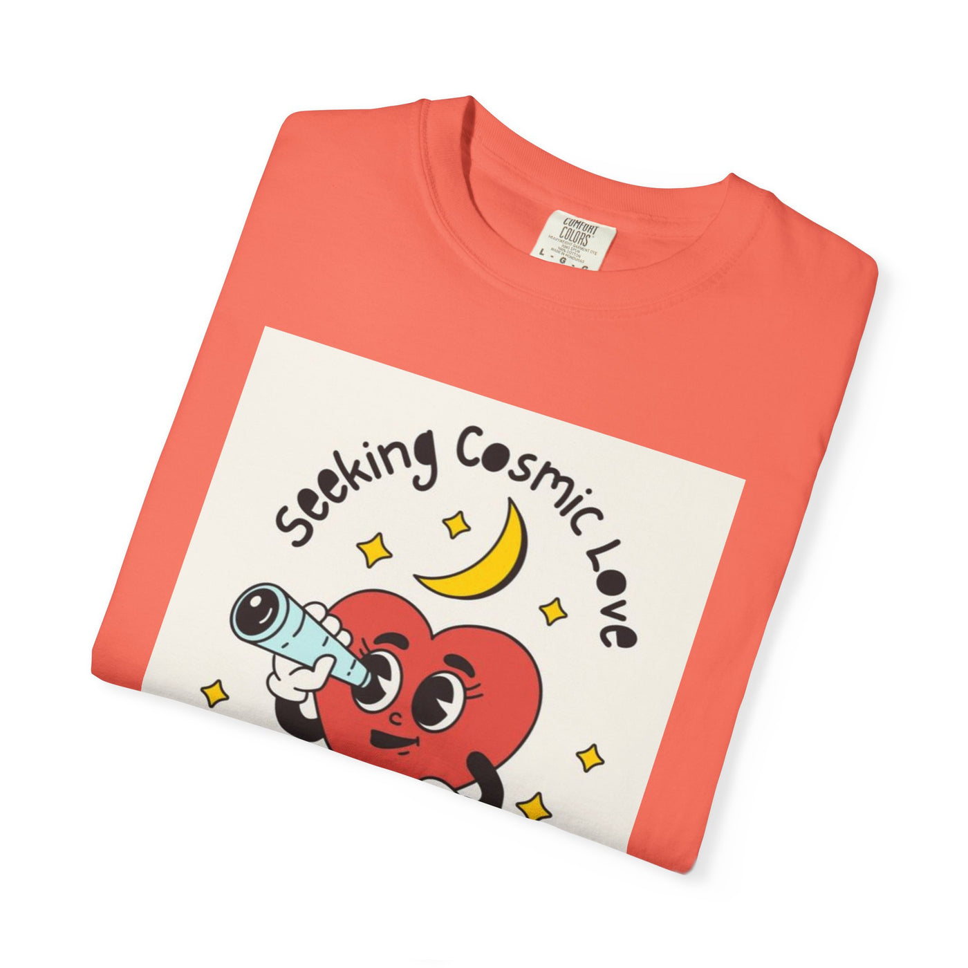 Cosmic Love T-Shirt | Unisex, Garment-Dyed, Cute Heart Design, Perfect for Valentine’s Day, Gifts, Casual Wear, Everyday Style